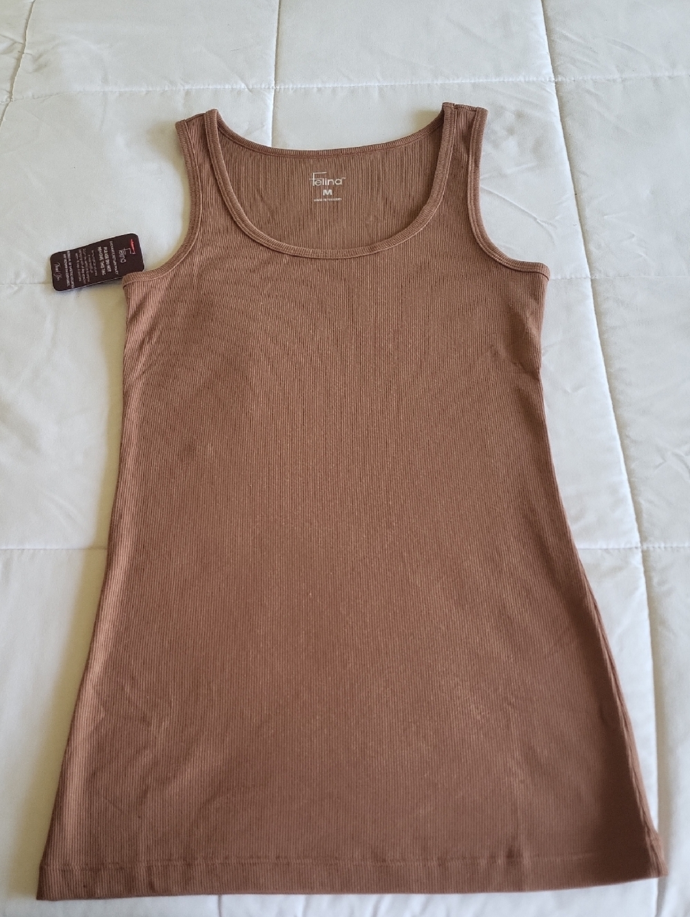 NWT FelinaOrganic Cotton Ribbed Tank Top in Brown
